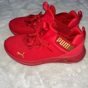 Red puma tennis shoes